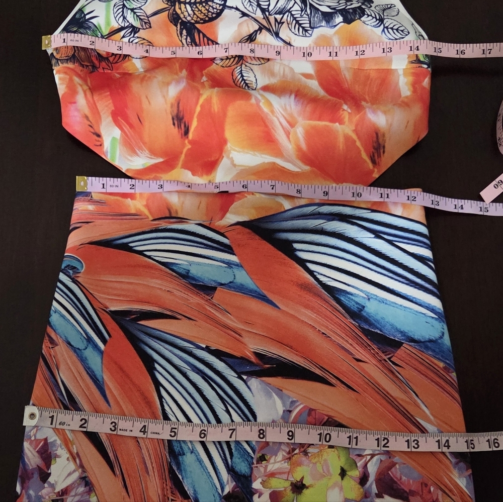 Clover Canyon Floral Bird Print Waist Cutout Midi Dress Blue Orange Size Small - Picture 12 of 15